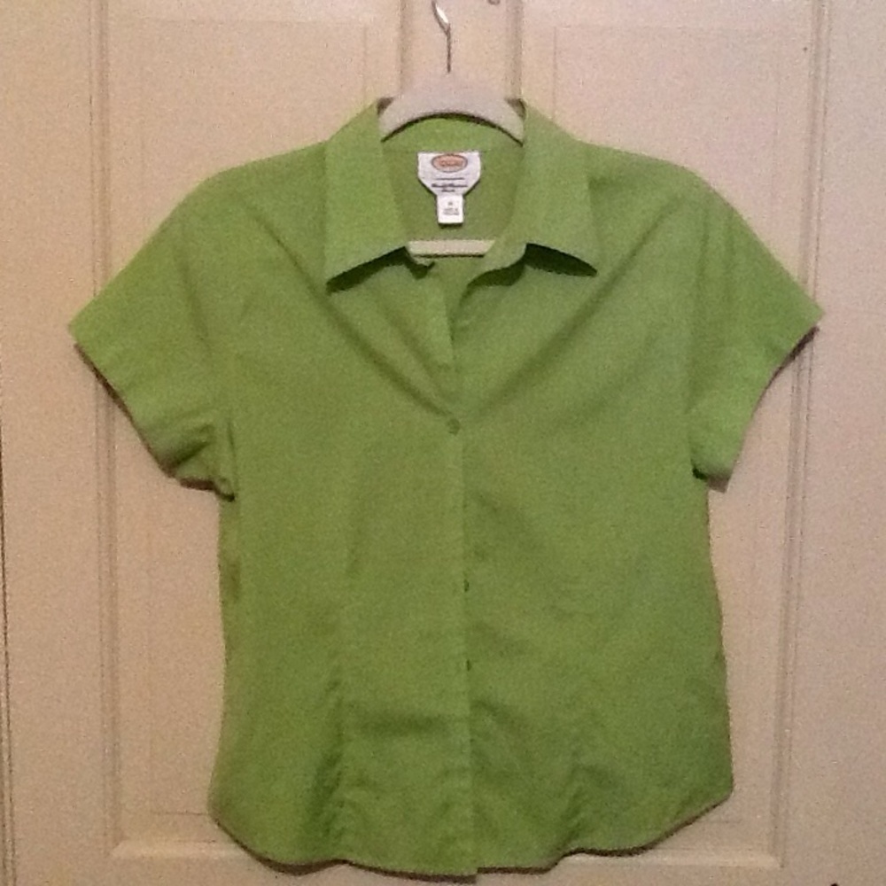 Talbots Green Short Sleeve Button-Up Shirt